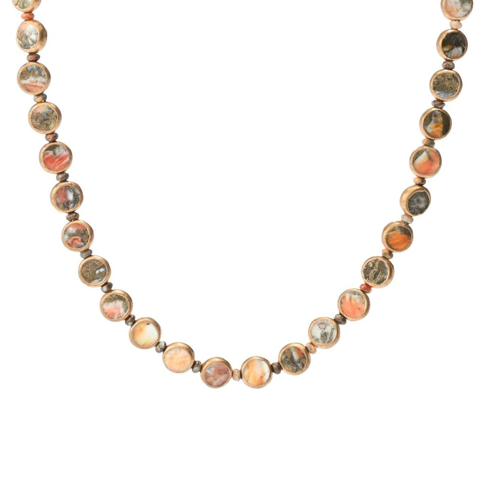 Southwest Elements Sterling Silver Choice of Gemstone Coin & Gem Bead Necklace