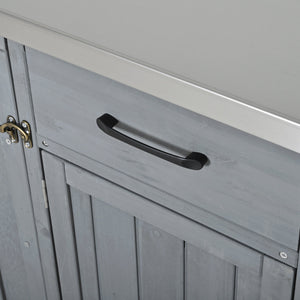 Outdoor Kitchen Island Fir Wood Prep Station with Stainless Steel Top