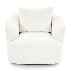 360° Swivel Barrel Sofa Chair With Throw Pillow, Upholstered Accent Chair