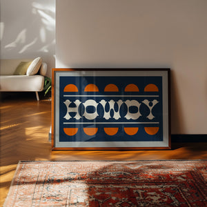 Blue and Orange Howdy Home Decor Art Print