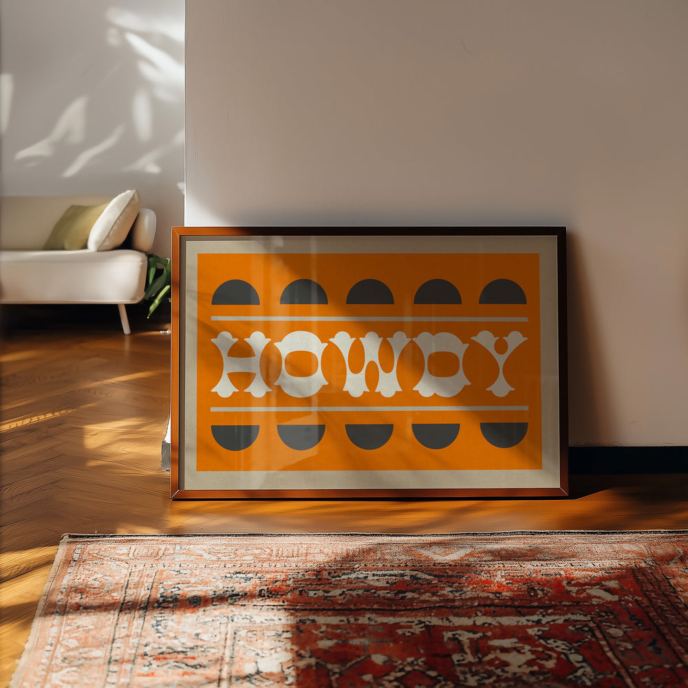 Orange and Smoky Gray Howdy Home Decor Art Print