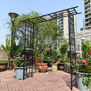 Metal Garden Arch with Adjustable Width for Climbing Plants