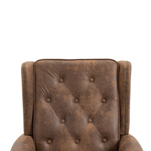 Modern Coffee Wood Frame Armchair with Microsuede Upholstery