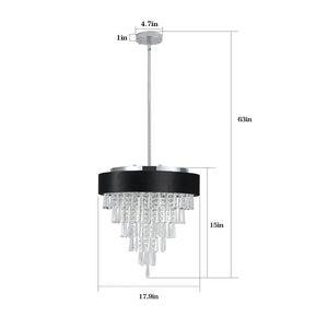 18-inch Modern Crystal Chandelier with Black Velvet Shade