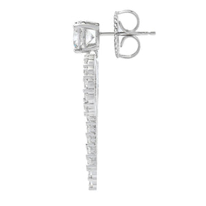 Brilliante Platinum Plated 4.94 DEW Simulated Diamond Bow Drop Earrings