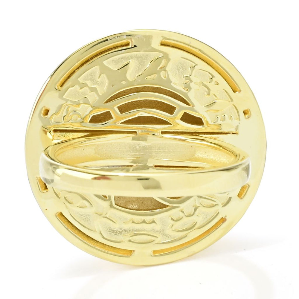 Passport to Egypt 18K Gold Plated Eye of Horus Embossed Medallion Ring