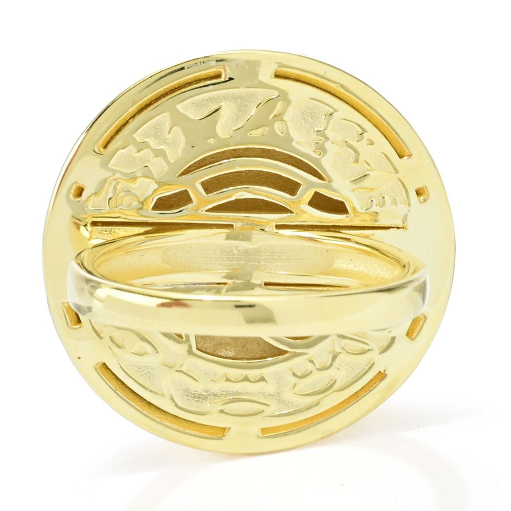 Passport to Egypt 18K Gold Plated Eye of Horus Embossed Medallion Ring