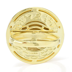 Passport to Egypt 18K Gold Plated Eye of Horus Embossed Medallion Ring