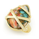 Aurelia 18K Gold Plated 20x15mm Pear Shape Spiny Oyster Ring