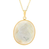 Verona Gioielli 18K Gold Plated 30x25mm Oval Mother-of-Pearl Pendant w/ Chain