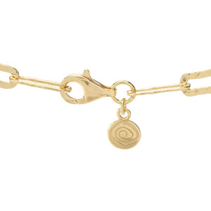 Verona Gioielli 18K Gold Plated Hammered Flat Paperclip Link 31.5" Necklace