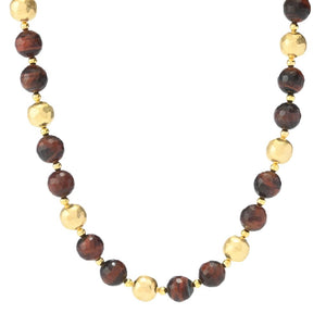 Verona Gioielli 18K Gold Plated Tiger's Eye Faceted Bead 18" Necklace