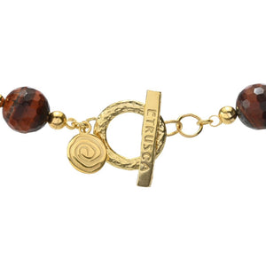 Verona Gioielli 18K Gold Plated Tiger's Eye Faceted Bead 18" Necklace