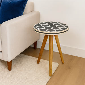 Solid Wood Bone Inlay Tripod Stool