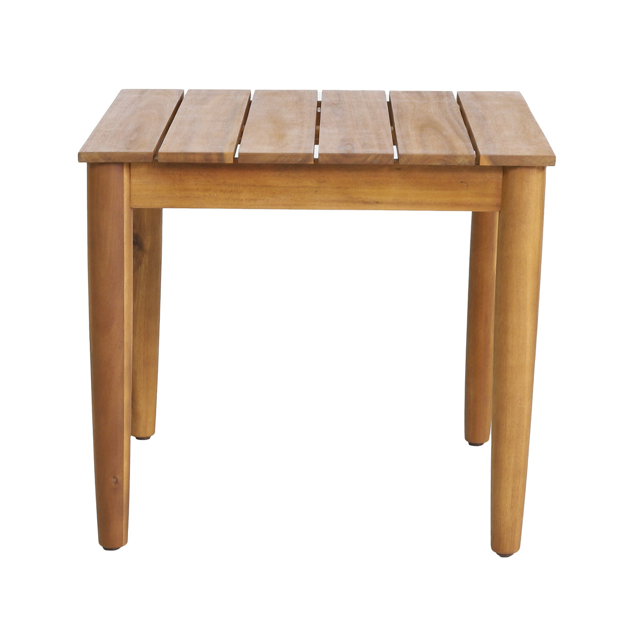 Acacia Wood Outdoor Set: 2 Club Chairs and Rustic Slat Side Table