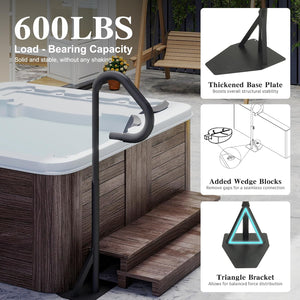 Hot Tub Handrail With Adjustable Height and 360° Swivel