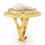 Cameo Italiano "Acropolis" 20mm Medusa Shell Cameo Greek Key Halo Ring