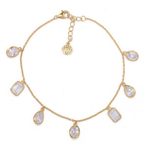 Brilliante Choice of Plating & Size 6.25 DEW Simulated Diamond Charm Bracelet