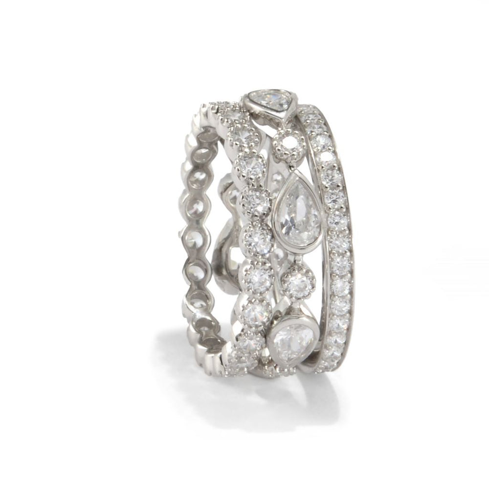 Brilliante Platinum Plated 4.46 DEW Simulated Diamond Set of 3 Stack Rings