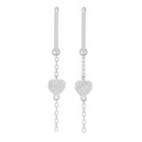 Zoey Blush Platinum Plated 0.17ctw Diamond Heart Threader Drop Earrings