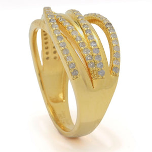 Zoey Blush 18K Gold Plated 0.48ctw Round Diamond Multi Row Highway Ring