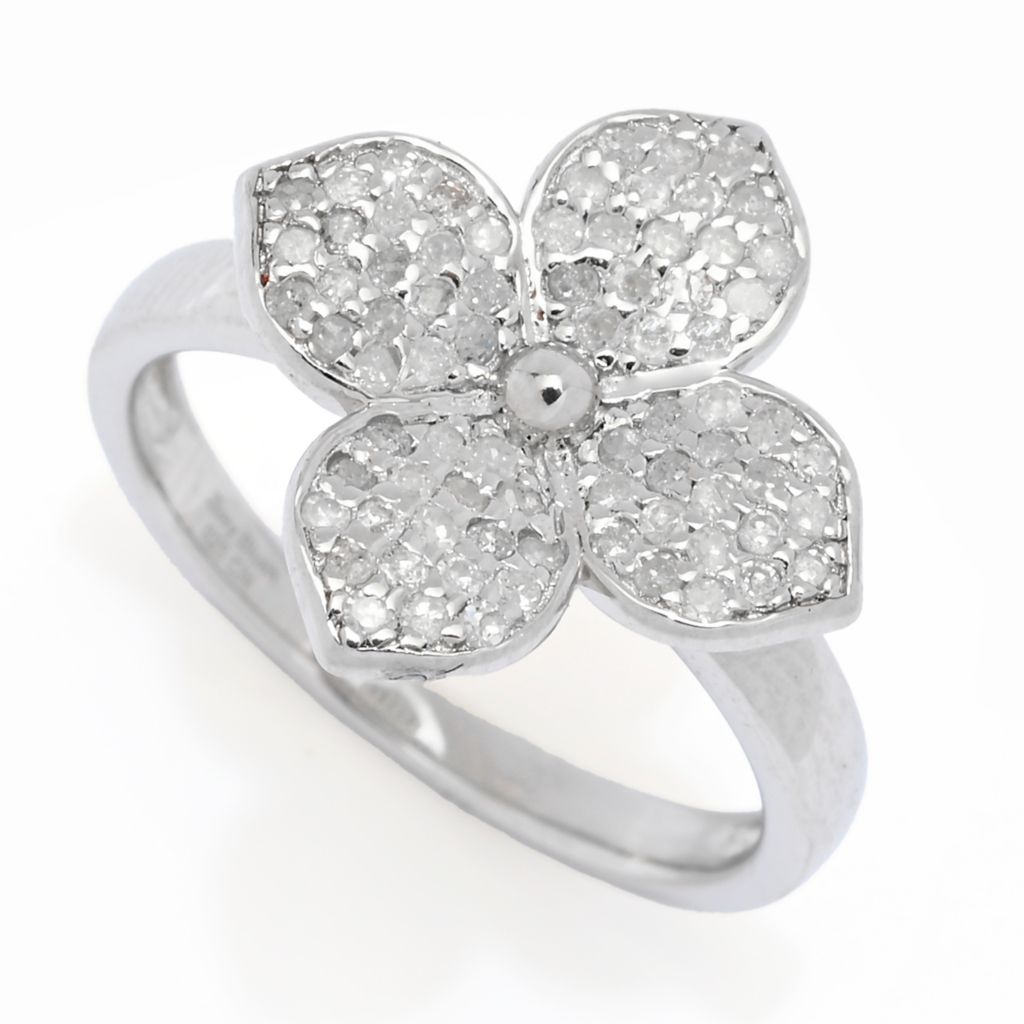 Zoey Blush Platinum Plated 0.38ctw Round Diamond Modified Cross Ring