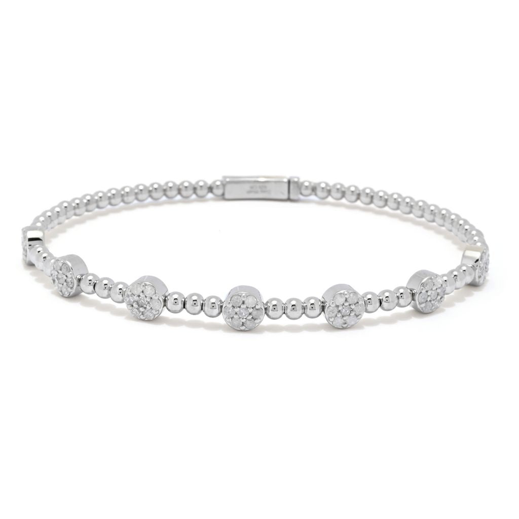 Zoey Blush Choice of Plating 1.02ctw Pave Diamond Station Bangle Bracelet