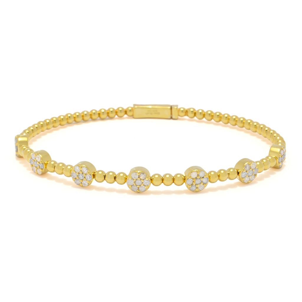 Zoey Blush Choice of Plating 1.02ctw Pave Diamond Station Bangle Bracelet