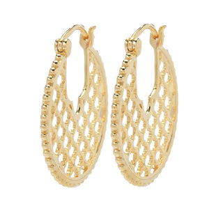 Passport to India 18K Gold Plated "Hawa Mahal" Beaded Lattice Hoop Earrings