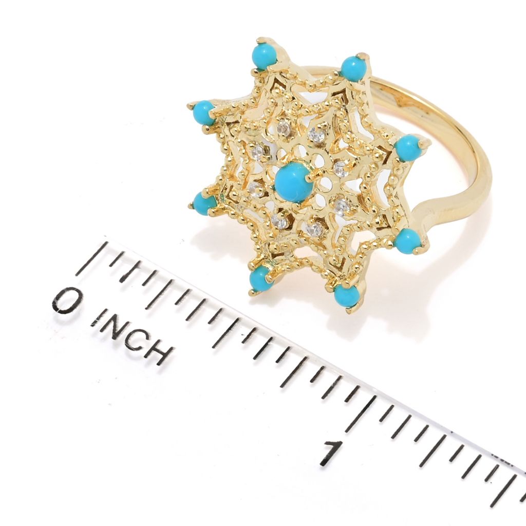 Passport to India "Sheesh Mahal" Sleeping Beauty Turquoise & Zircon Star Ring