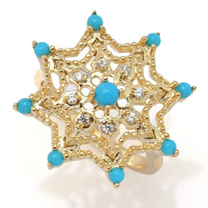 Passport to India "Sheesh Mahal" Sleeping Beauty Turquoise & Zircon Star Ring