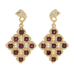 Passport to India Elephant 3.00ctw Red Garnet & Zircon Earrings