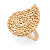 Passport to India 18K Gold Plated Polished Beaded Paisley Pattern Ring