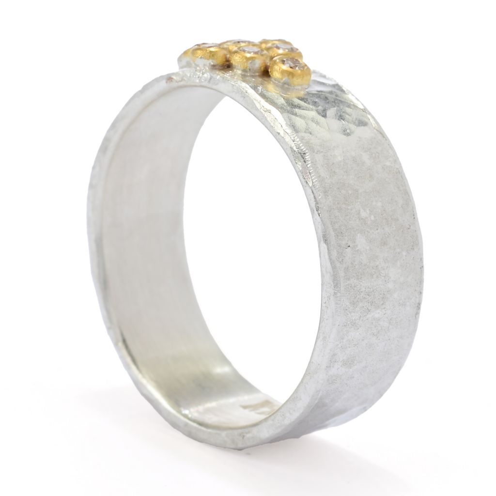 Anatolia by Cevherun 24K Gold Accented 0.09ctw Diamond Cluster Ring