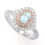 CIRARI 14K Two-tone Gold 6.2x4.8mm Oval Paraiba Tourmaline & Diamond Ring