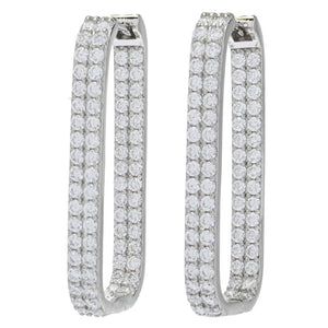 Brilliante Simulated Diamond Choice of Size Paperclip Hoop Earrings