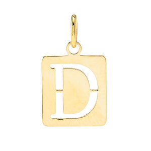 Stefano Oro 14K Gold Polished Square Cutout Choice of Initial Pendant
