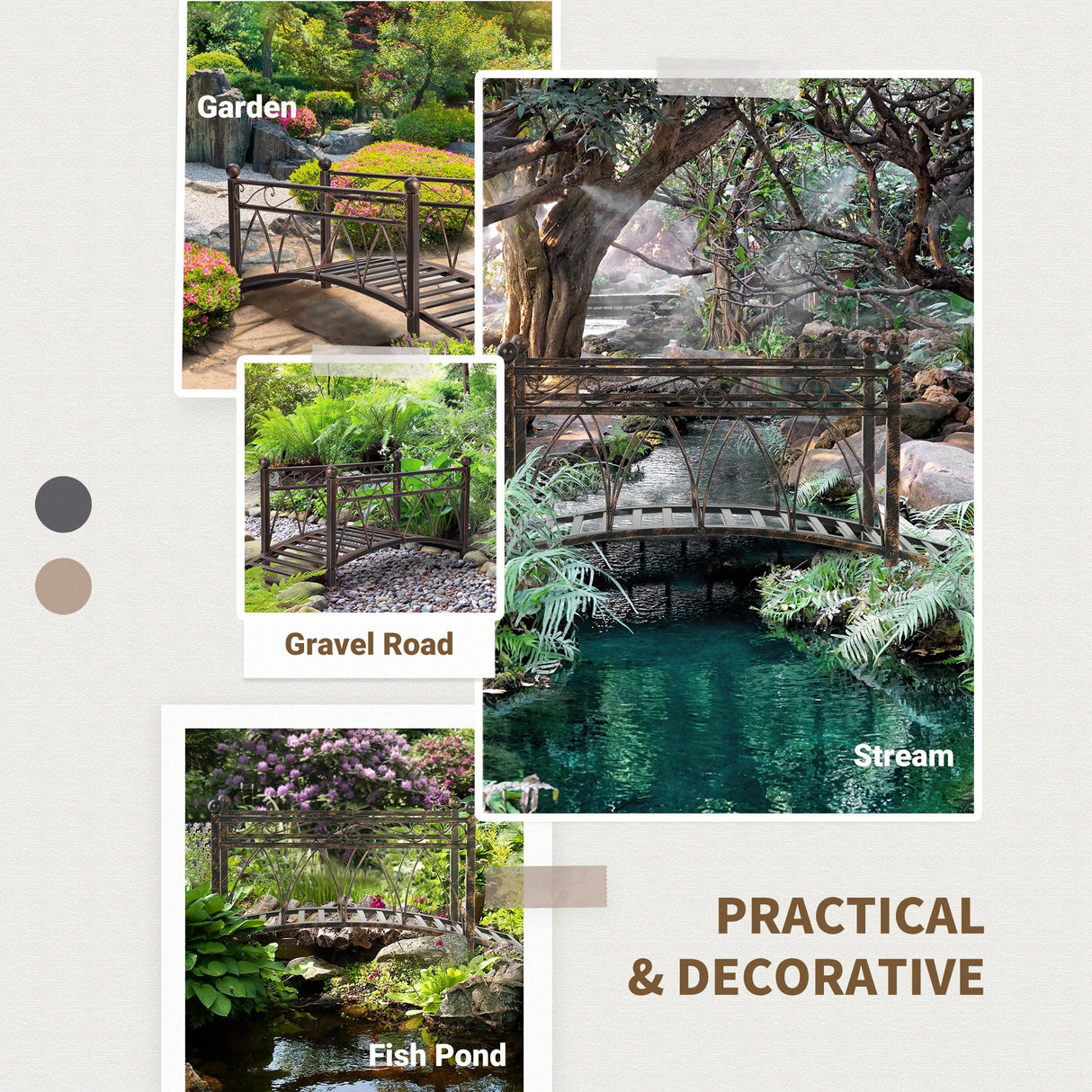 Outsunny Metal Arch Zen Garden Bridge