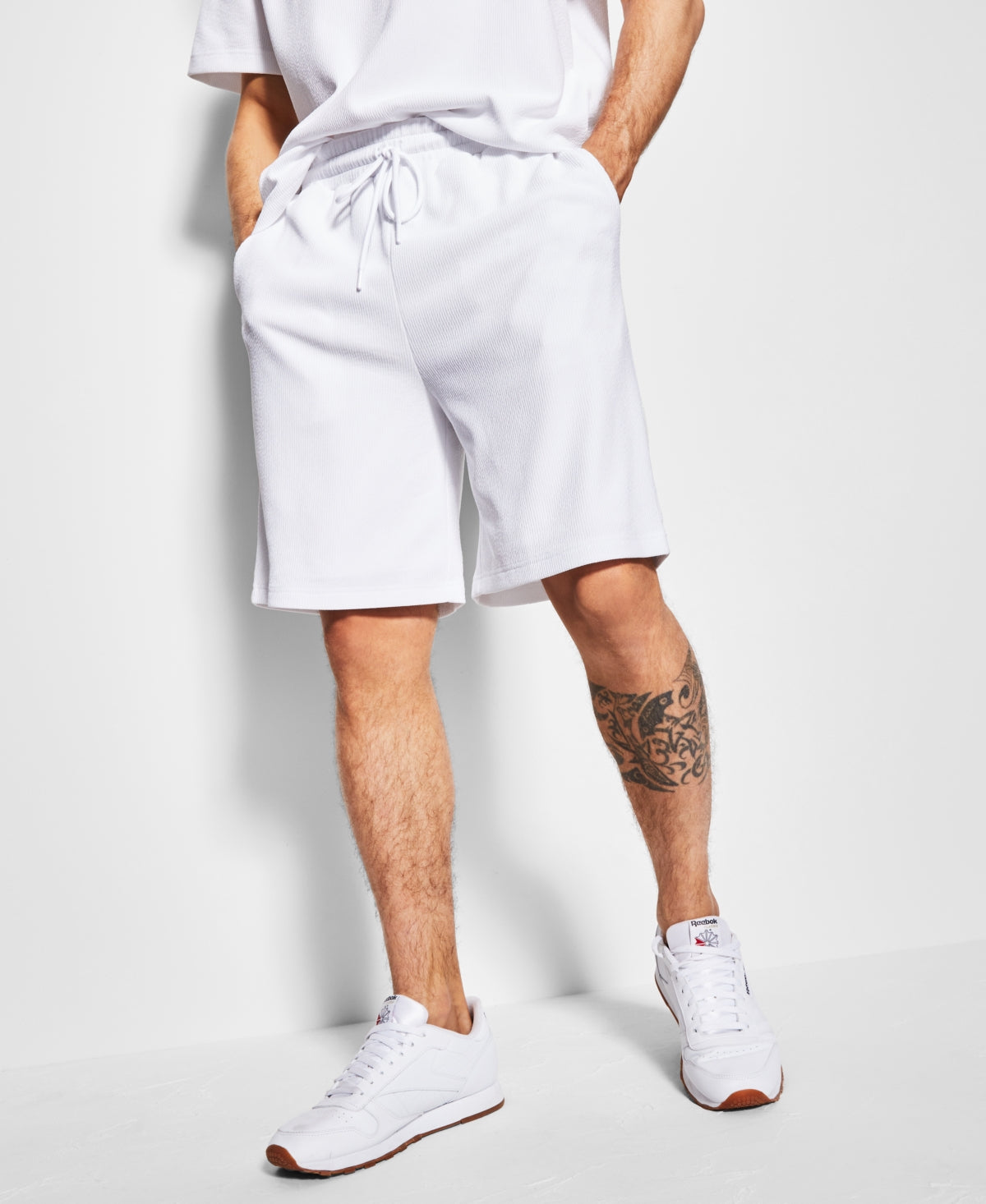 Men's Relaxed Fit Textured Ottoman Stripe Drawstring Shorts