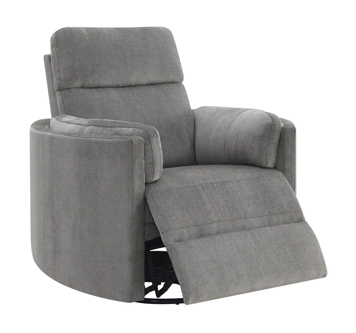 Sagen Charcoal Chenille  Glider Recliner with Swivel