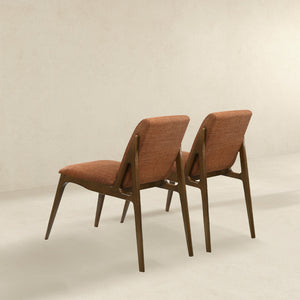 Elegant Dining Chair Set with Upholstered Fabric - Light Brown or Beige