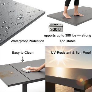 7-Piece HDPE Outdoor Dining Set for 6 – Weather-Resistant Patio Table with Umbrella Hole (Grey)