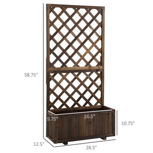 Wooden Raised Garden Bed Planter with Trellis and Drain Holes