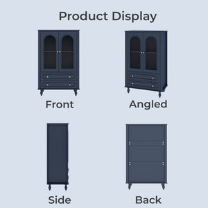 46.5'' Glass Display Cabinet with Ribbed Glass Doors