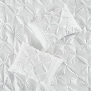 7 Piece Tufted Comforter Set with Hypoallergenic Filling - White