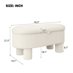 Storage Ottoman Upholstered Bench with Lift-Top Storage for Bedroom