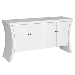 Refined Industrial 4 Door Credenza With Arc Legs & Clasps