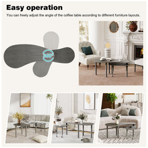 Rotatable Cocktail Table With Solid Legs, 360 Degree Rotating