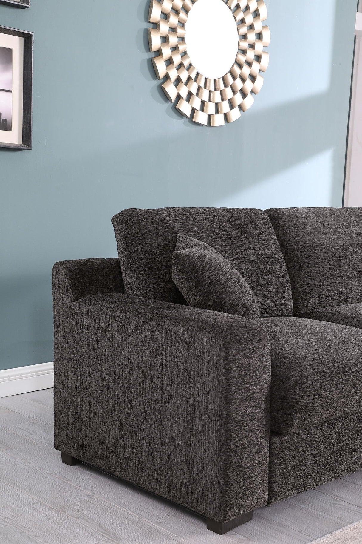 Celine - Corner Sectional Sofa With Right Facing Chaise, Cupholders, And Charging Ports - Gray