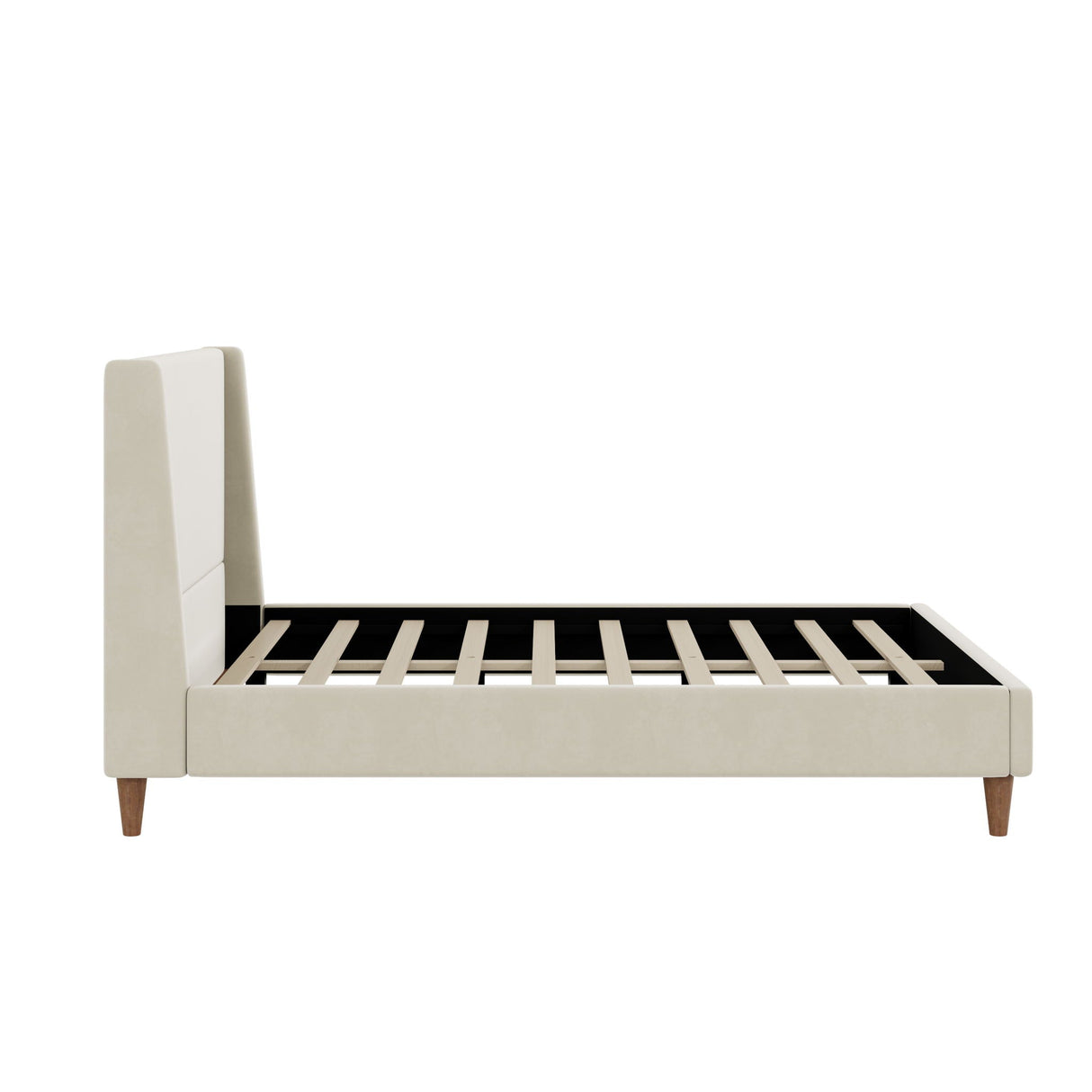 Modern Upholstered Platform Bed With Wingback Headboard